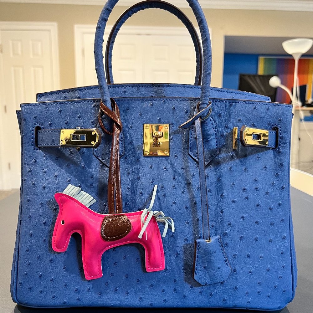 HandbagCrave Erin Ostrich Blue 30cm